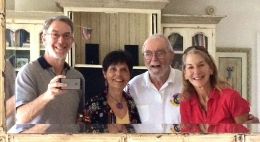 Stettner Veterans Air Express Reunion. The smiling faces in the "mirror selfies" tahen by Al Stettner (far left), next to Gaye Lyn Gravely; Al's dad Jack & sister Ellen Stettner.