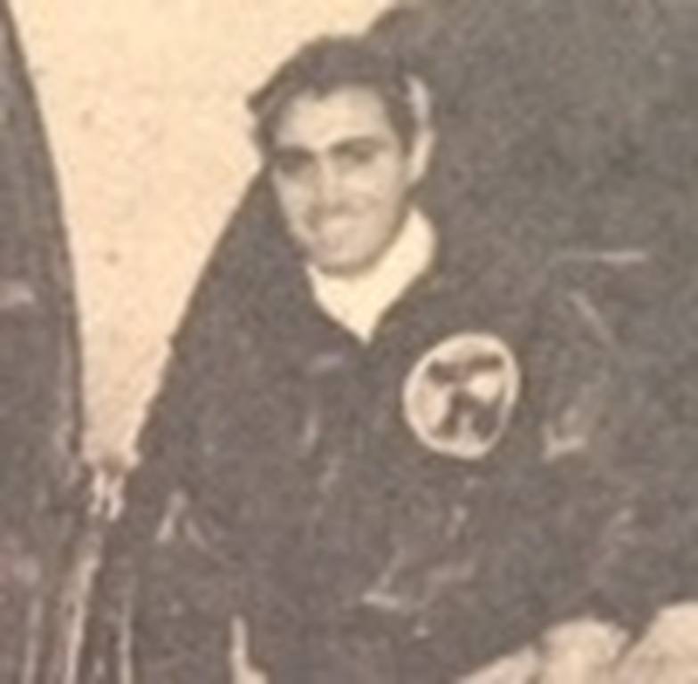 Captain Robert Montanarella grins at cargo door of first payload flight of Veterans Air in 1945. Louisville to Teterboro.